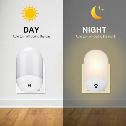 Automatic LED Night Light Wall Plug In Warm Dusk to Dawn Sensor Light 1