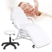 Beauty Salon Bed Chair | Stool Included - Massage Table Tattoo Therapy White