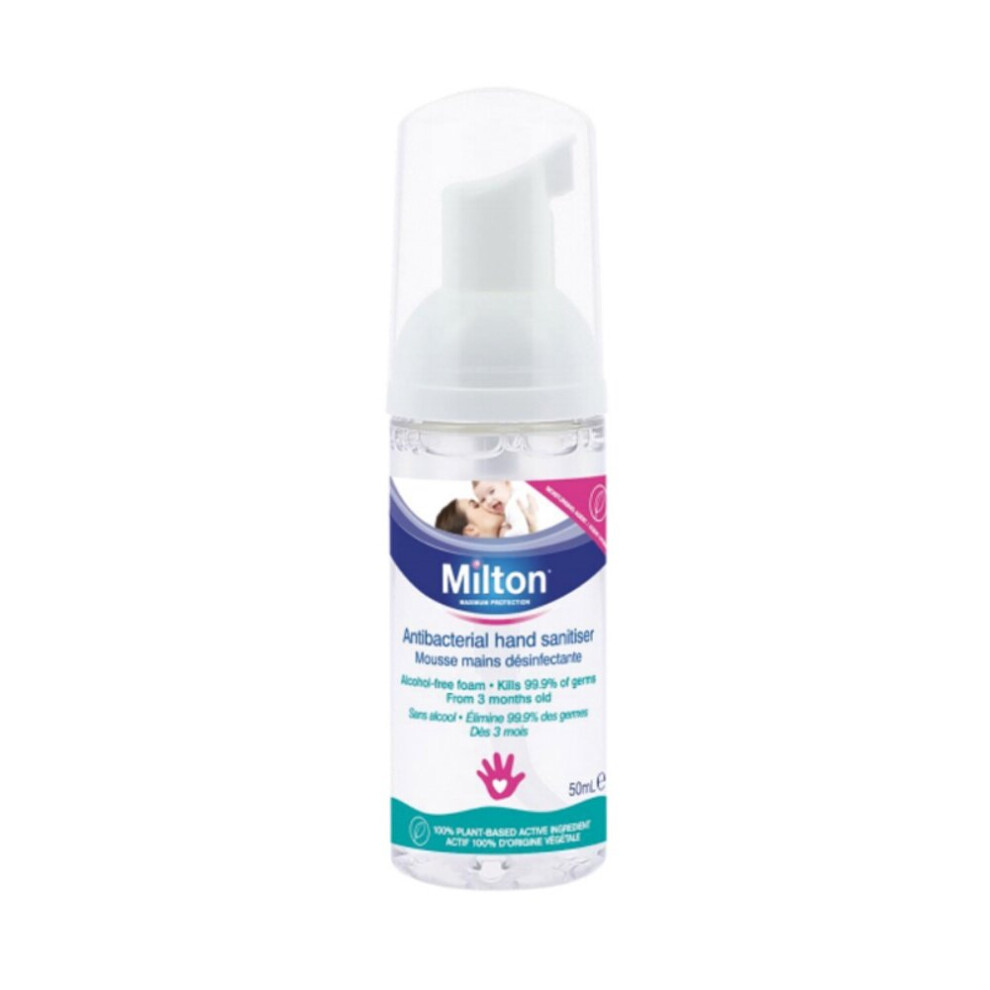 Milton Antibacterial Hand Sanitiser - Alcohol Free Foam 50Ml - Age 3M+