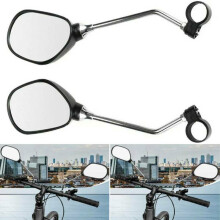 1 Pair Black Handlebar Rear-View Mirror for Bicycle, MTB, Road, Hybrid, E-Bike - Flexible Aluminum Rod, Adjustable, Tool-Free Install
