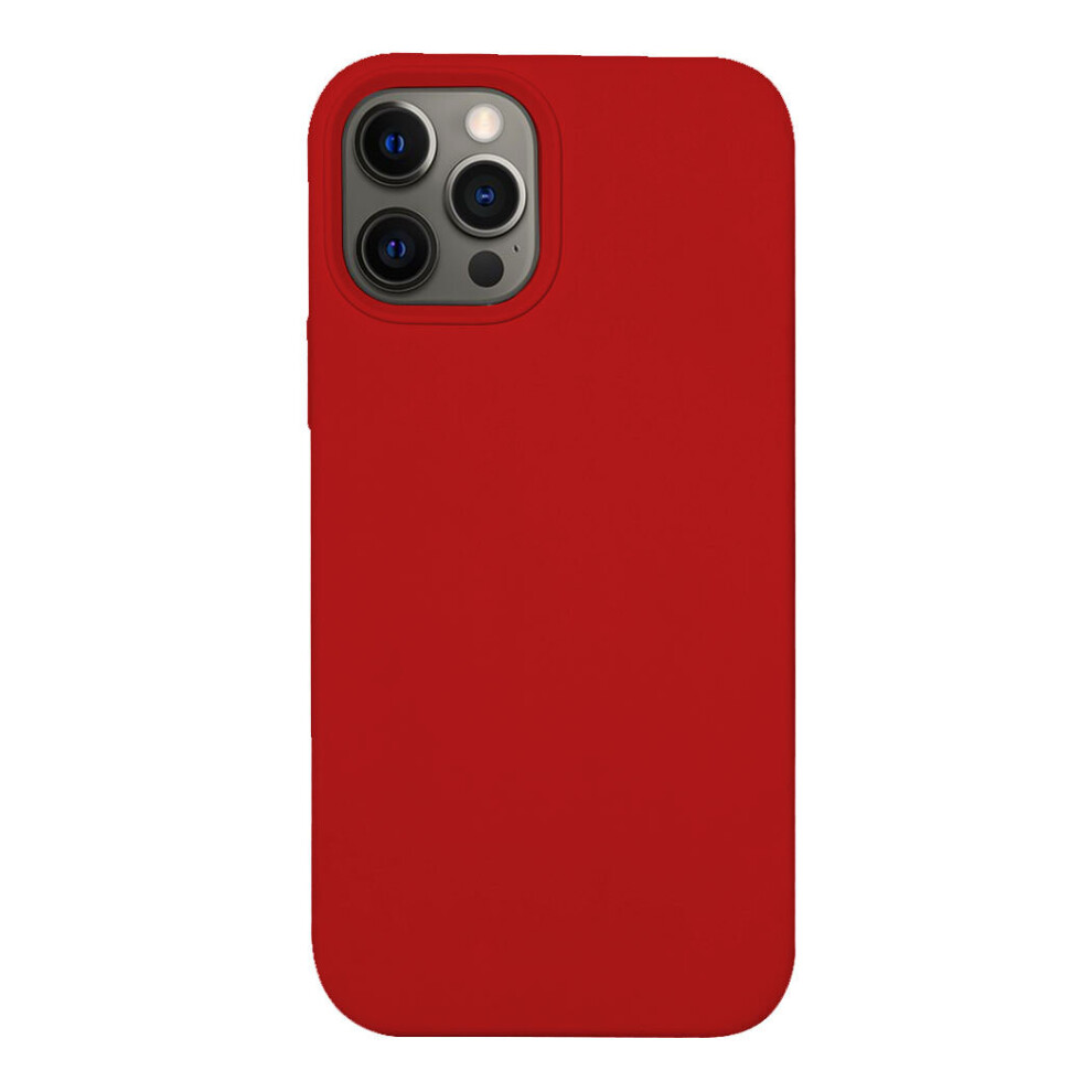 Iphone 12 Pro Silicone Case With Magnetic Ring For Magsafe Wireless Charging - Red 5055459312711