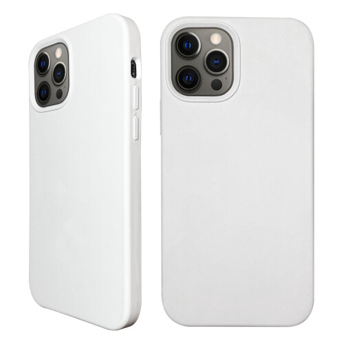 White iPhone 12 Pro Max Silicone Case with Magnetic Ring for MagSafe Wireless Charging 2