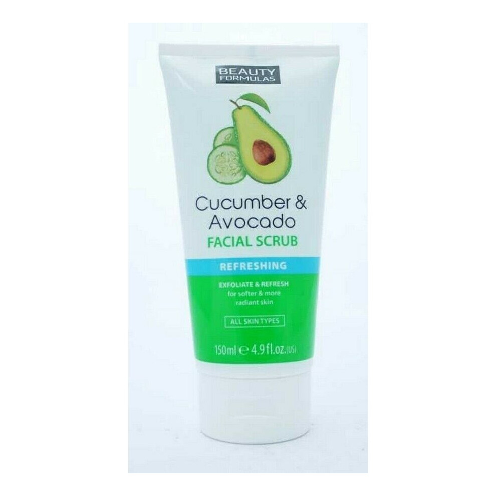 Beauty Formulas Face Scrub Cucumber & Avocado 150Ml All Skin Types