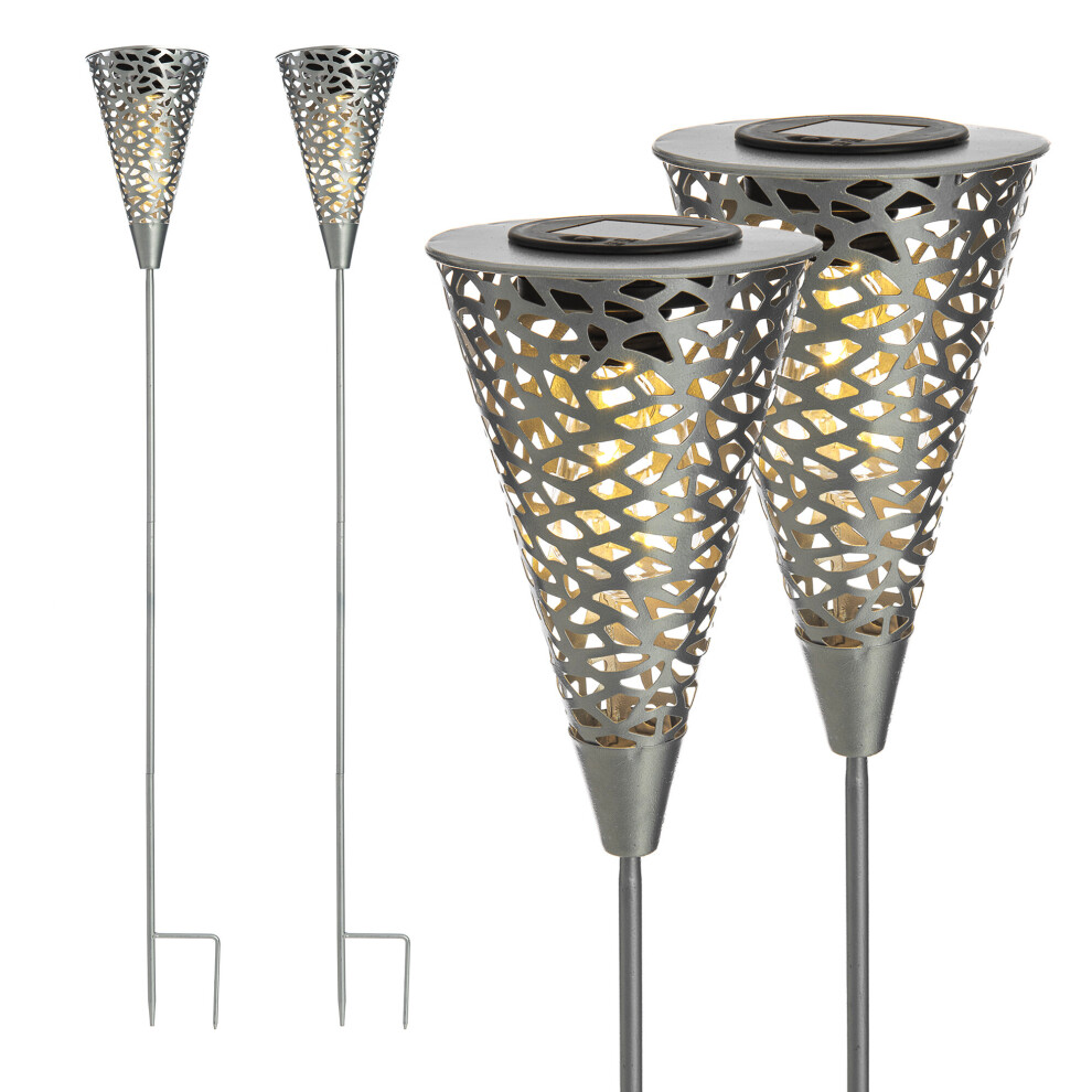Livivo 2 X Solar 5 Bright Led Silhouette Garden Decorative Stake Lamp Light