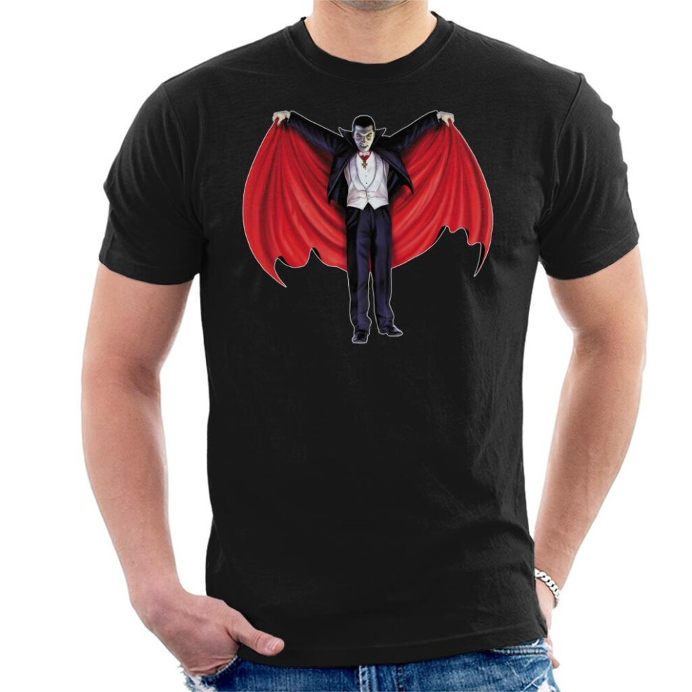 (S, Black) Dracula Cape Full Men's T-Shirt