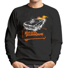 (M, Black) Fast and Furious Dodge Charger Flame Men's Sweatshirt