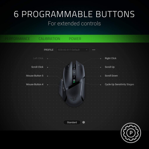 Razer Razer Basilisk X HyperSpeed Wireless Gaming Mouse: Bluetooth & Wireless Compatible, 16K DPI Optical Sensor, 6 Programmable Buttons, Classic Black 1