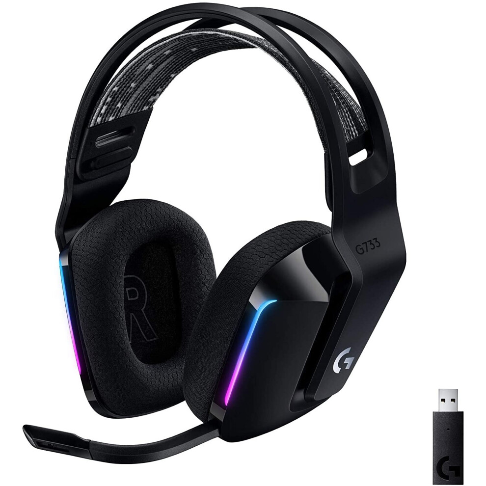 Logitech G733 Lightspeed Wireless Gaming Headset With Suspension Headband, Lightsync Rgb, Vo!Ce Mic Technology And Pro-G Audio Drivers - Blue/Black 097855155580