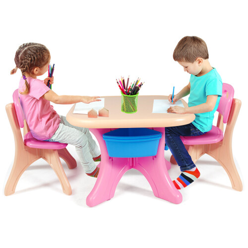 Kids Table and Chairs Set Children Activity Art Table Chairs Storage on OnBuy