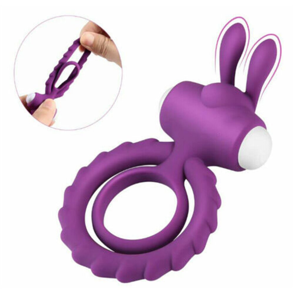 Rabbit Vibrator Cock Ring Vibrating Sex Toy Clitoris Penis Couples Mens Erection