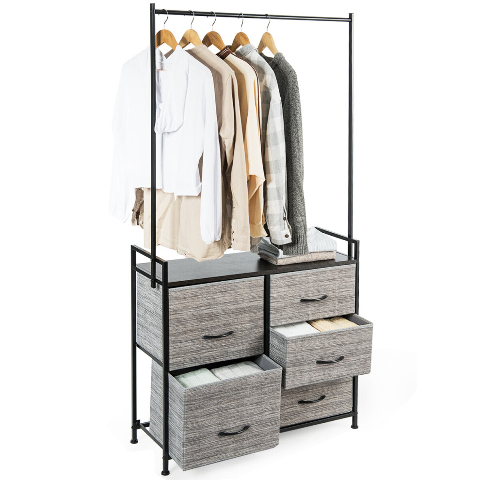 Metal Clothes Hanging Rail Clothing Wardrobe Closet Storage Rack