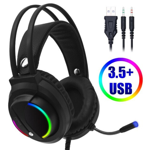 USB 3.5mm Wired Game Headphones with Microphone PC PS4