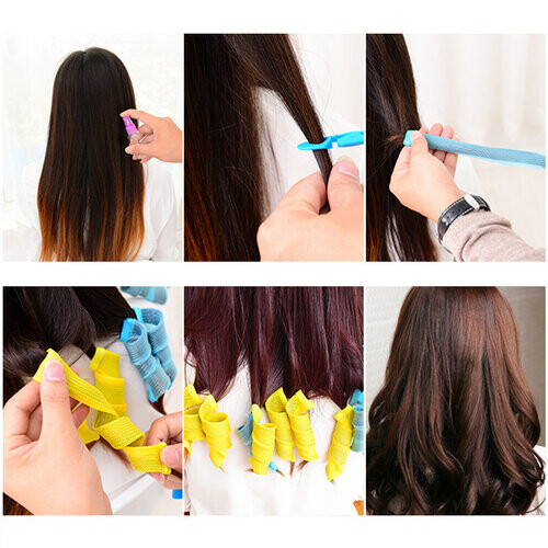 (20PCS+55cm) 20pcs 20/45/55CM Magic Long Hair Curler Leverage Spiral Roller Styling Tool+Hook 1
