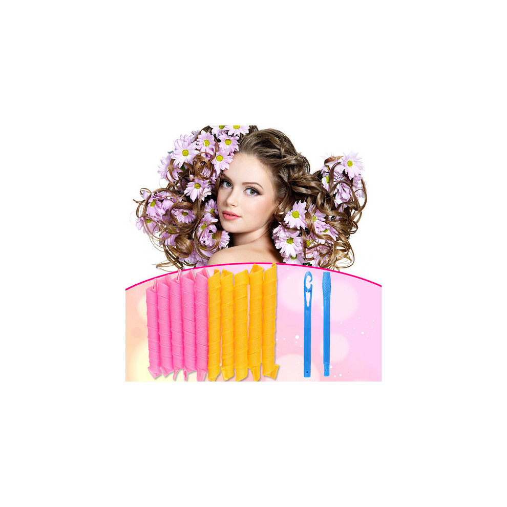 (20PCS+20cm) 20pcs 20/45/55CM Magic Long Hair Curler Leverage Spiral Roller Styling Tool+Hook