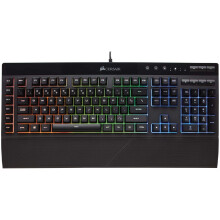 Corsair K55 RGB Gaming Keyboard - IP42 Dust and Water Resistance - 6 Programmable Macro Keys - Dedicated Media Keys - Detachable Palm Rest Included