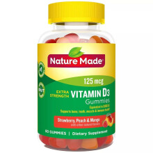 Nature Made Extra Strength Vitamin D3 Gummies, 80 Ct - 125 mcg (5000 IU) per serving