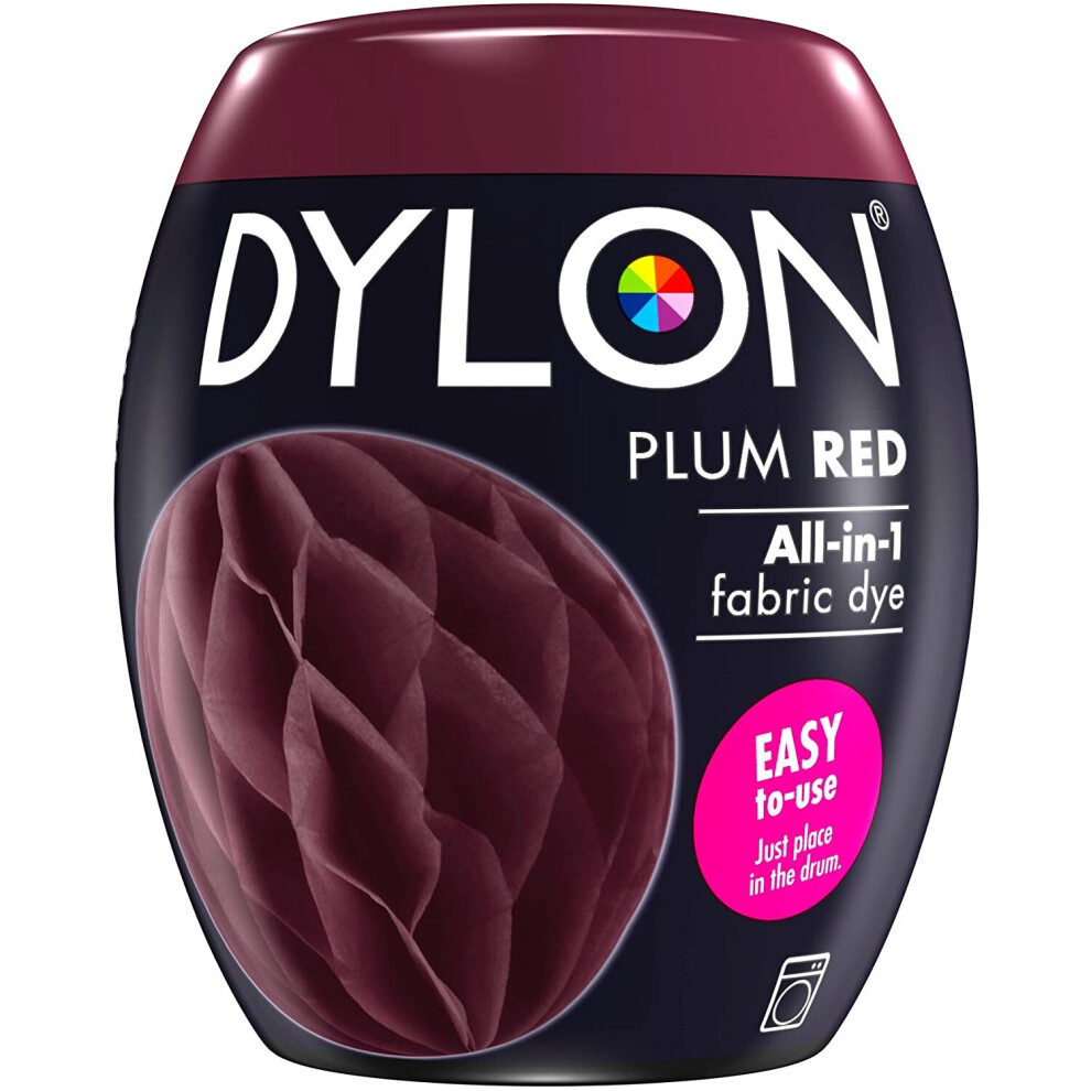 (Plum Red) DYLON Washing Machine Fabric Dye Pod for Clothes, 350g