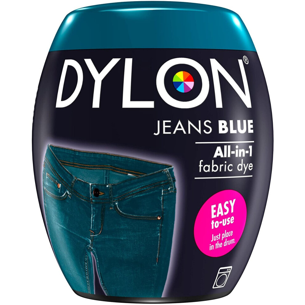 (Jeans Blue) DYLON Washing Machine Fabric Dye Pod for Clothes, 350g