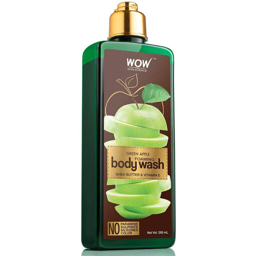 Visit The Wow Store Green Wow Skin Science Apple Foaming Body Wash - No Parabens, Sulphate, Silicones & Color - 250Ml, 250 Ml