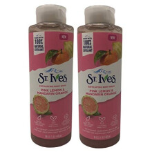 St. Ives Exfoliating Body Wash - Roze Citroen & Mandarijn, 100% Natuurlijke Exfolianten, Glanzende Huid, 16 Oz (Pack