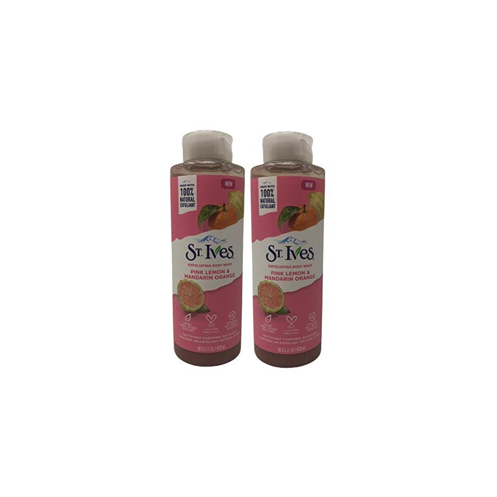 St. Ives Exfoliating Body Wash, Pink Lemon & Mandarin Orange, 16 oz (Pack of 2)