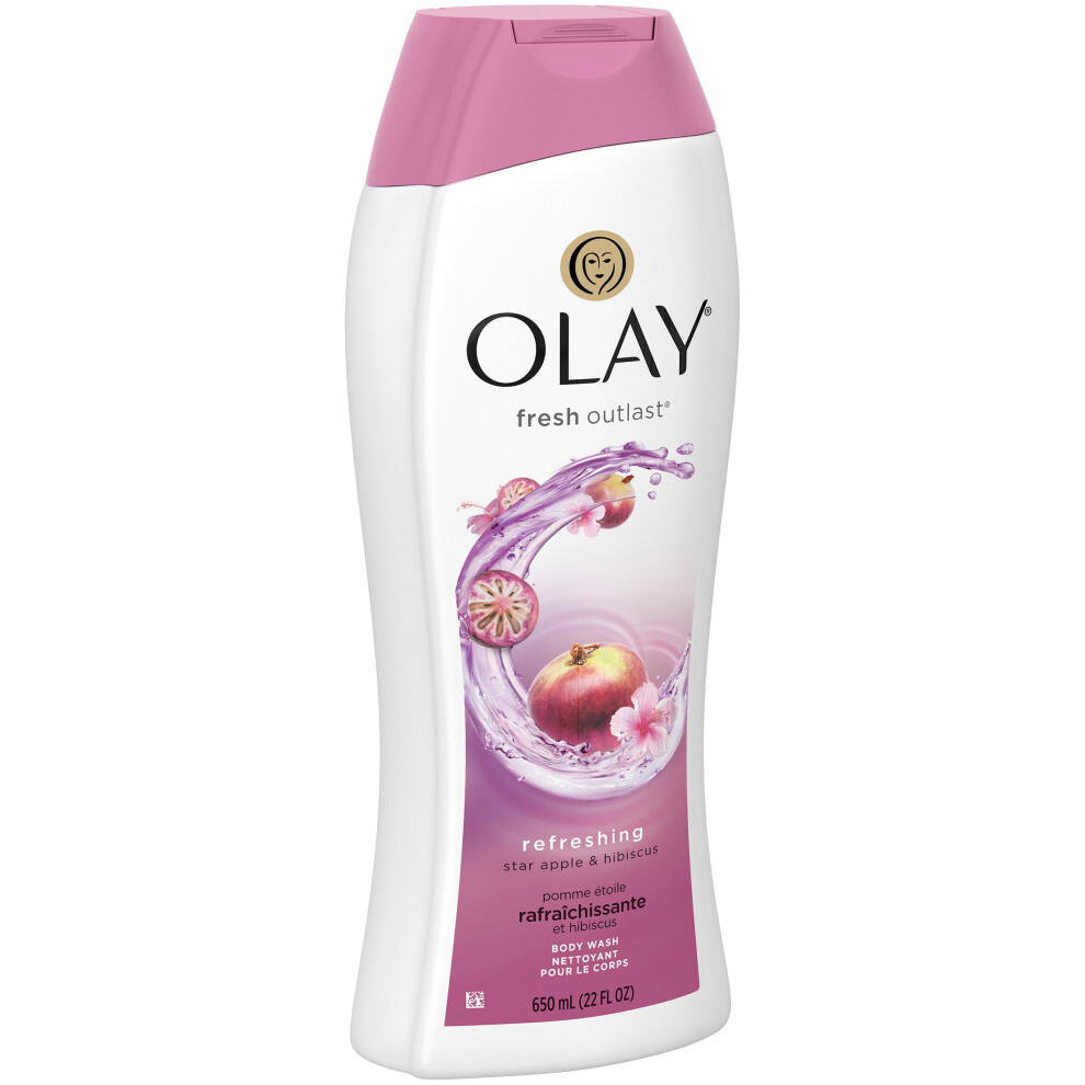 Olay Fresh Outlast Body Wash, Star Apple & Hibiscus, 22 Oz