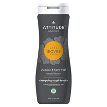 ATTITUDE 2-in-1 Shampoo en Body Wash, EWG Geverifieerd, Plantaardig en Minerale Basis, Vegan, Ginseng en Druivenpitolie, 16 Fl Oz