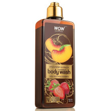 WOW Strawberry & Peach Foaming Body Wash - For Cleaner & Smoother Skin - Shea Butter & Vitamin E - For Men & Women - Everyday Use For Sensitive Skin -