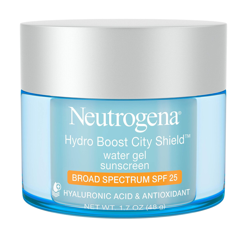 Neutrogena Hydro Boost City Shield Water Gel with Hydrating Hyaluronic Acid, Antioxidants, and Broad Spectrum SPF 25 Sunscreen, Oil-Free, Alcohol-Free