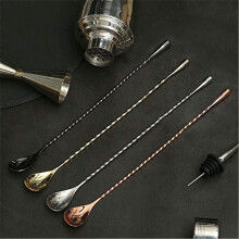 (Black) Mixing spoon stainless steel bar cocktail spoon
