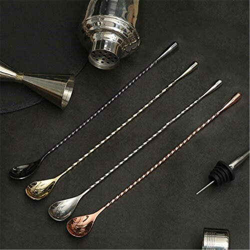 (Black) Mixing spoon stainless steel bar cocktail spoon