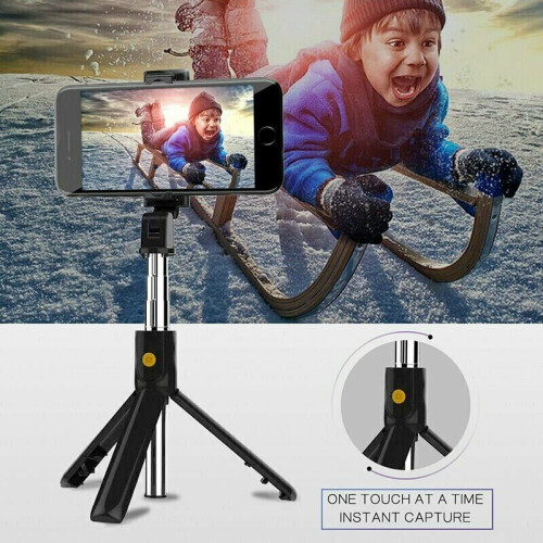 (Black) 4 in 1 Bluetooth Selfie Stick Tripod Phone Holder Wireless Remote Extendable UK