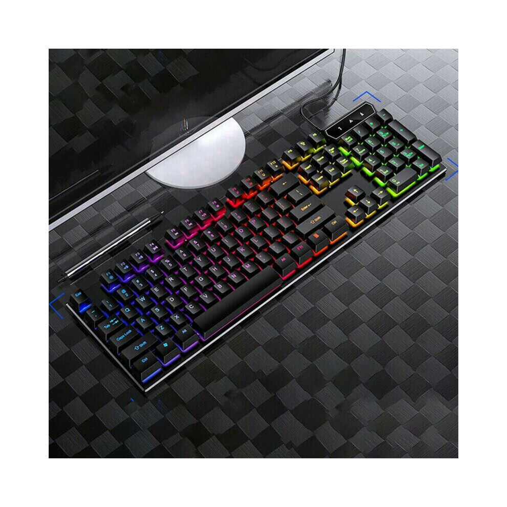 (Black) Gaming Mechanical Keyboard Rgb Backlit Usb Wired For Pc Laptop Desktop Computer Black 683546247391