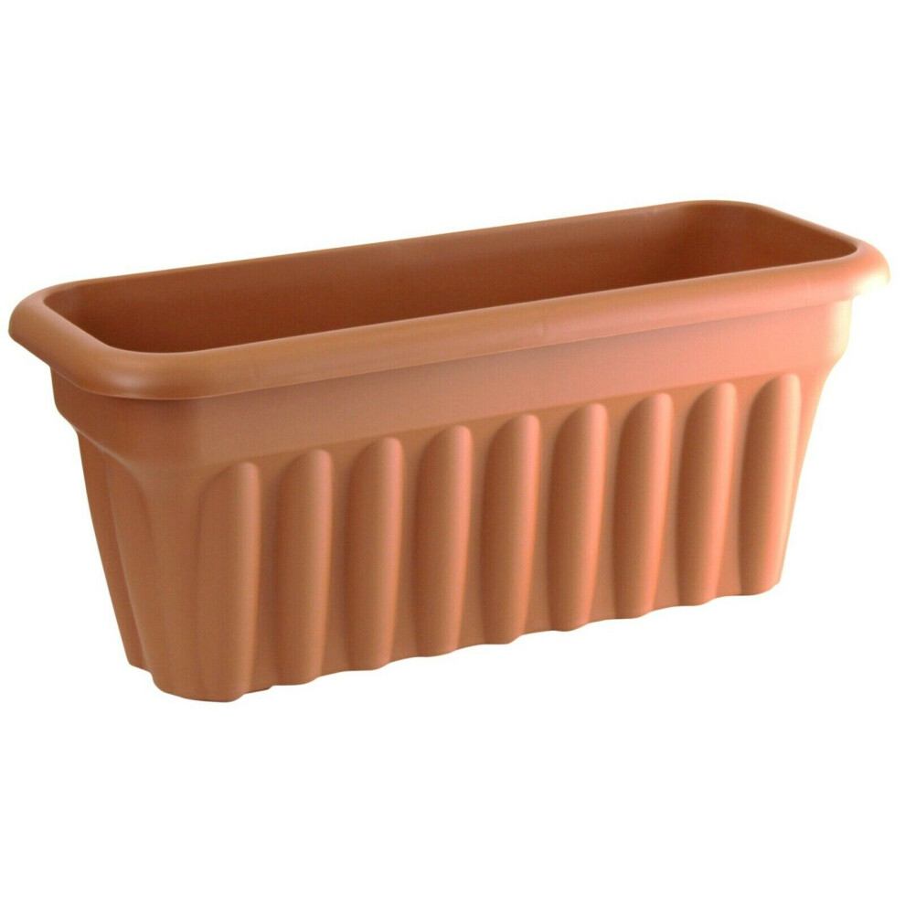 Extra Large Deep 60cm Terracotta Plastic Trough Planter Plant Pot Plastic Ripple