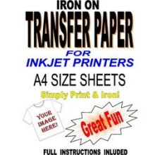 Inkjet Iron On T Shirt Transfer Paper For Light Fabrics 5 A4 Shts