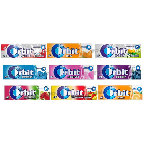 30 Packets Mixed WRIGLEY'S ORBIT Chewing Gum ( 10 Flavors )