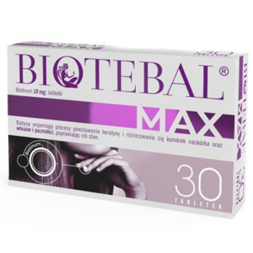 Polpharma S.a. Biotebal Max 30 Tablets Hair Nails Paznokcie Biotyna