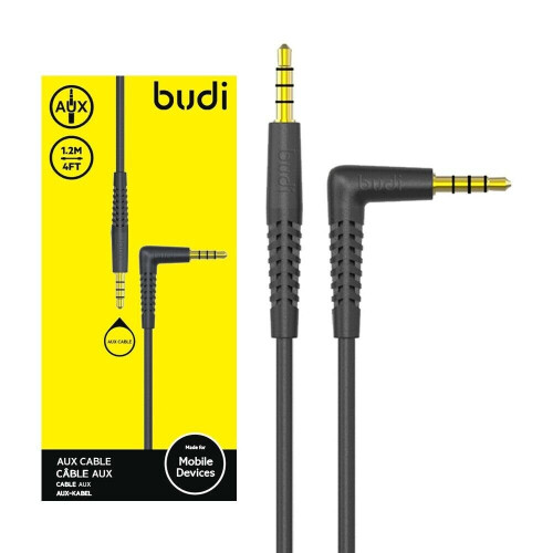 Budi 3.5mm Jack To Jack AUX Audio Cable 1.2m Long - Black