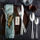 24 Piece Cutlery Set Stainless Steel Hammered Flatware Set Service for 3