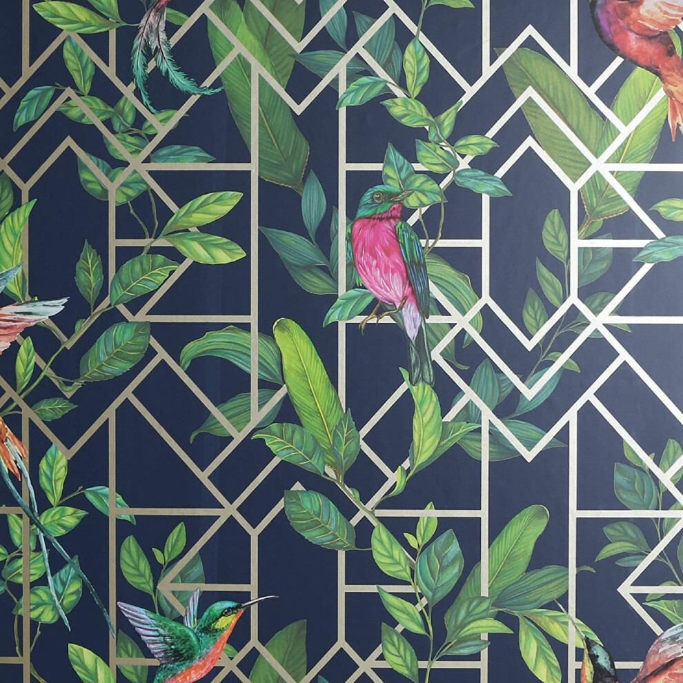 Arthouse Deco Tropical Navy and Gold Wallpaper - Image 3