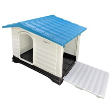 (Blue Roof) HugglePets Plastic Dog Kennel With Ramp