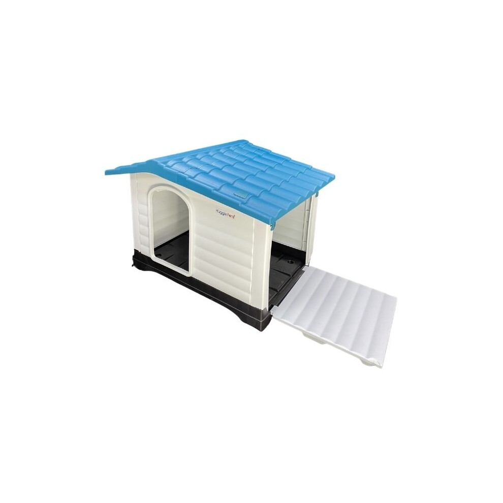 (Blue Roof) HugglePets Plastic Dog Kennel With Ramp