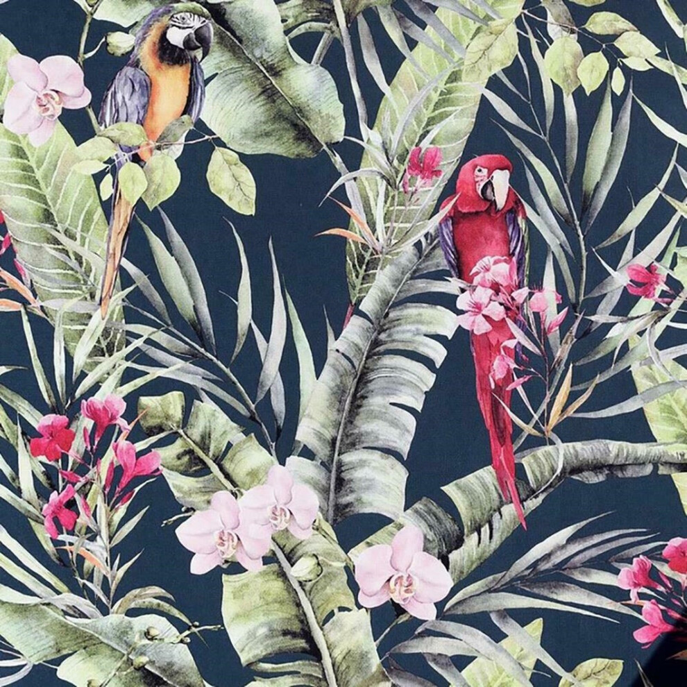 Arthouse Pretty Polly Wallpaper Tropical Navy Parrot Floral Jungle Vinyl Pink