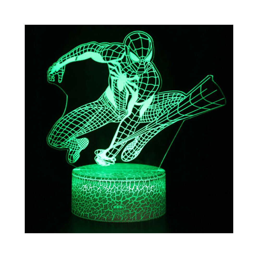 (C) Spiderman 7 Colour 3D Acrylic LED Night Light Touch Table Lamp Birthday Decor