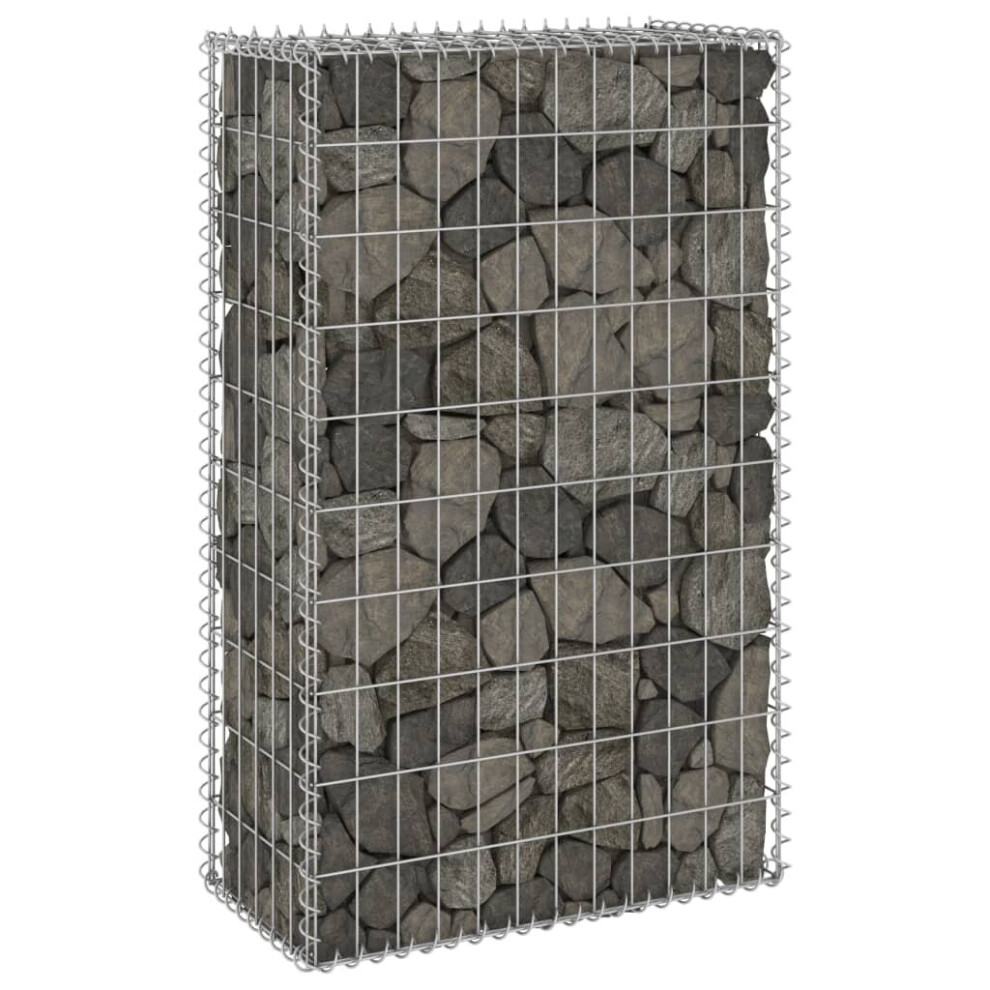 vidaXL Gabion Wall with Covers Galvanised Steel 60 cm Stone Barrier Outdoor