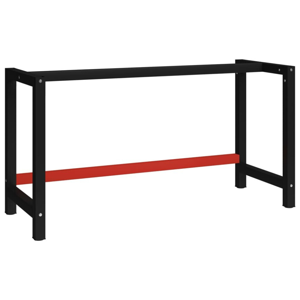 vidaXL Work Bench Frame Metal 150x57x79 cm Black and Red Heavy Duty Furniture