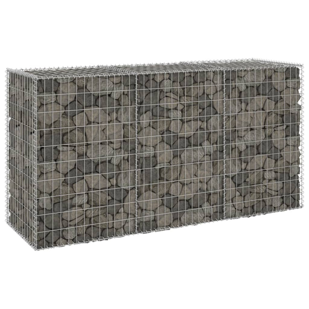 vidaXL Gabion Wall with Covers Galvanised Steel 200 cm Stone Barrier Outdoor