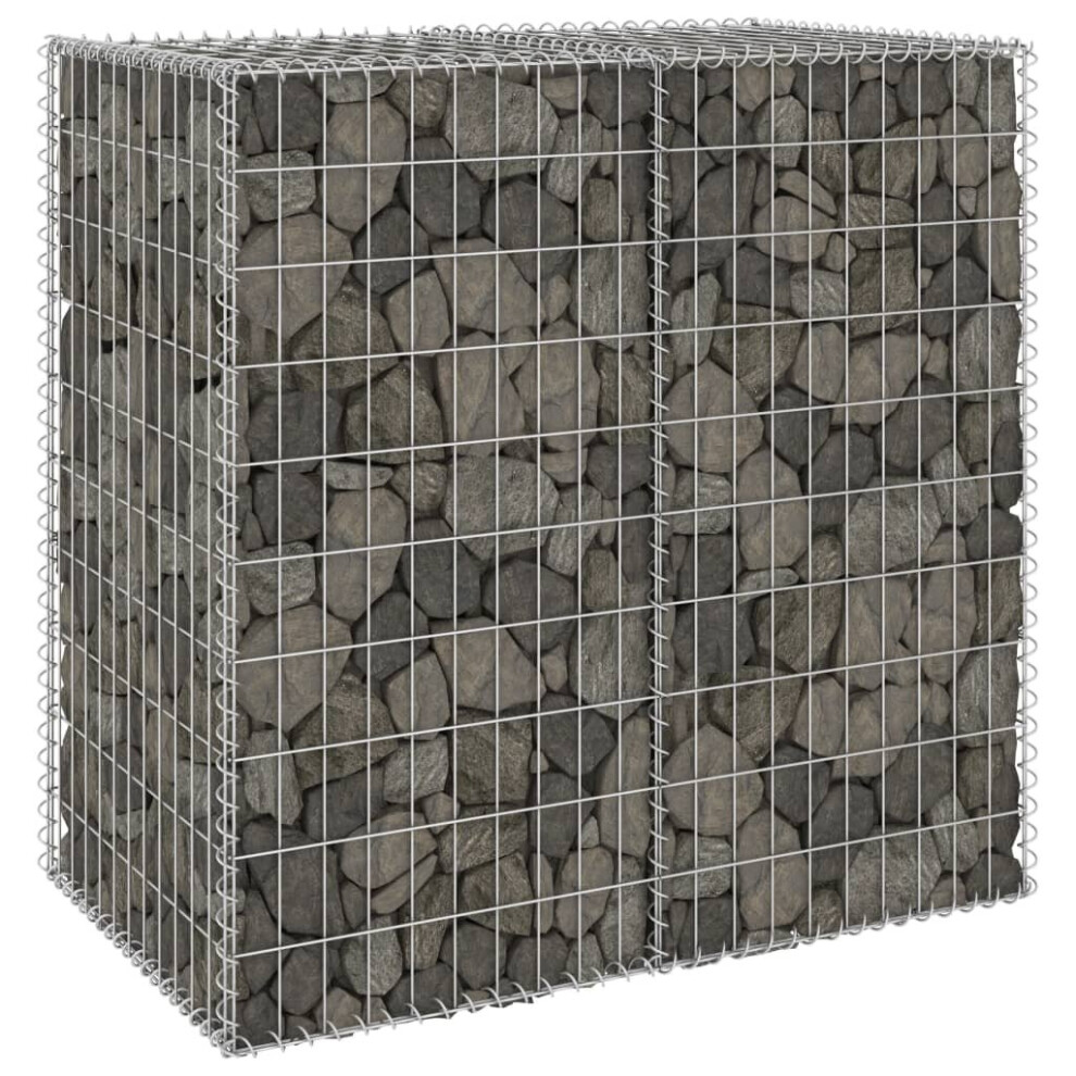 vidaXL Gabion Wall with Covers Galvanised Steel 100 cm Stone Barrier Outdoor