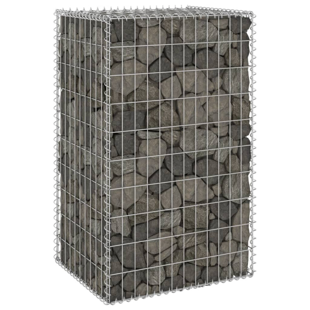 vidaXL Gabion Wall with Covers Galvanised Steel 60 cm Stone Barrier Outdoor