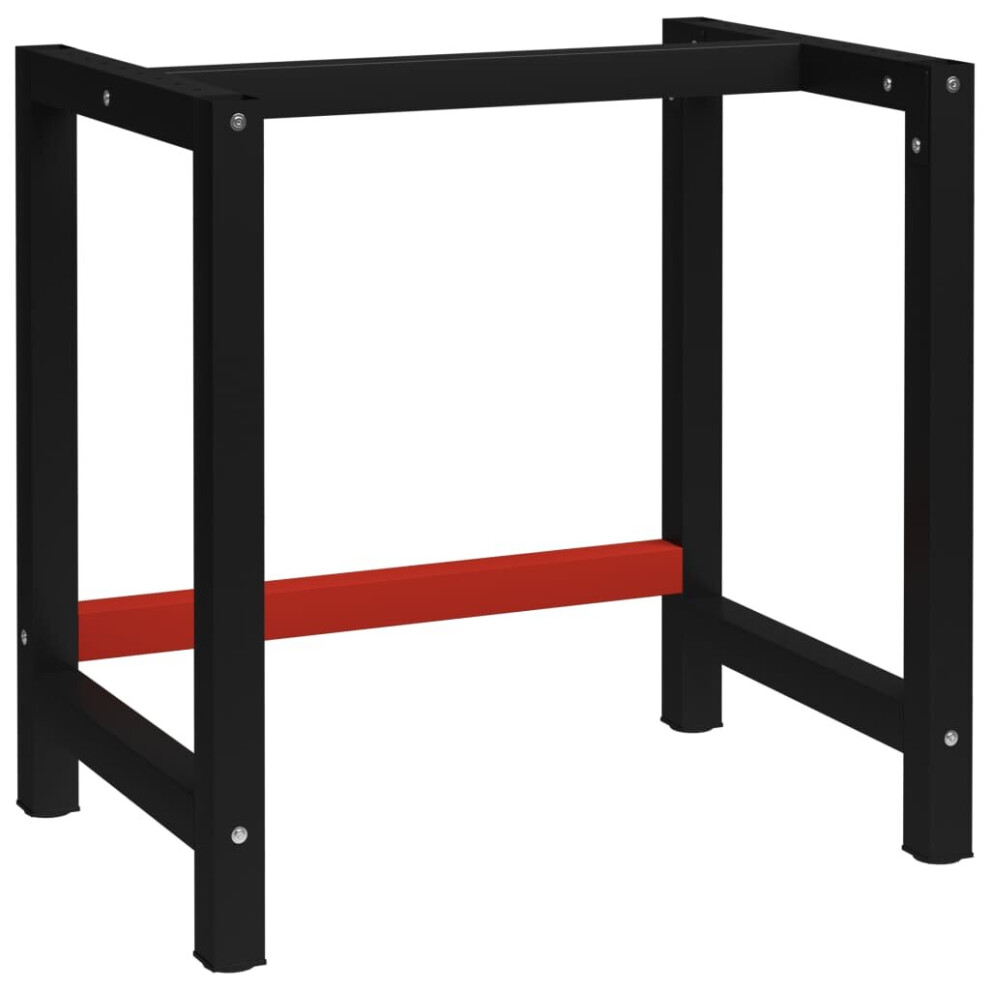 vidaXL Work Bench Frame Metal 80x57x79 cm Black and Red Heavy Duty Furniture